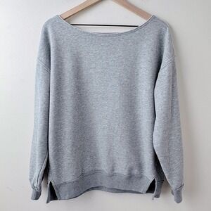 Hollister Womens S Gray Off Shoulder Sweatshirt Oversized Cozy Minimalist